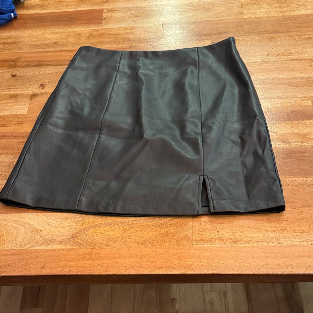 LOFT Black Faux Leather Mini Skirt